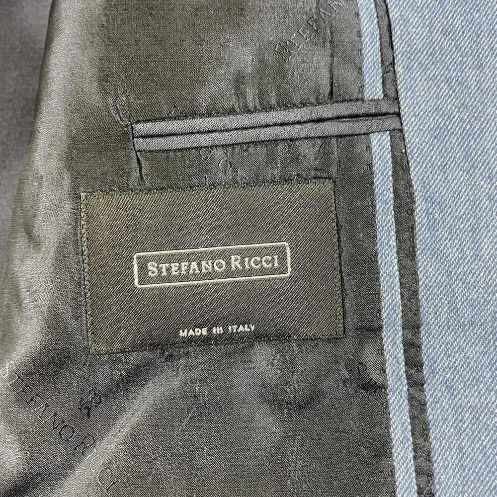 Stefano Ricci Recent‎ Blue Cashmere Cotton Fleece Mens Blazer Size 48R Mint